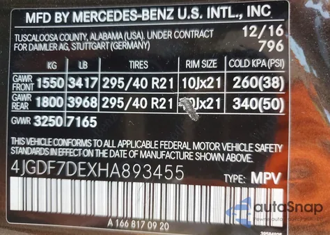 2017 Mercedes-Benz Gls 550 4Matic z USA, uszkodzony, nr VIN 4JGDF7DEXHA893455